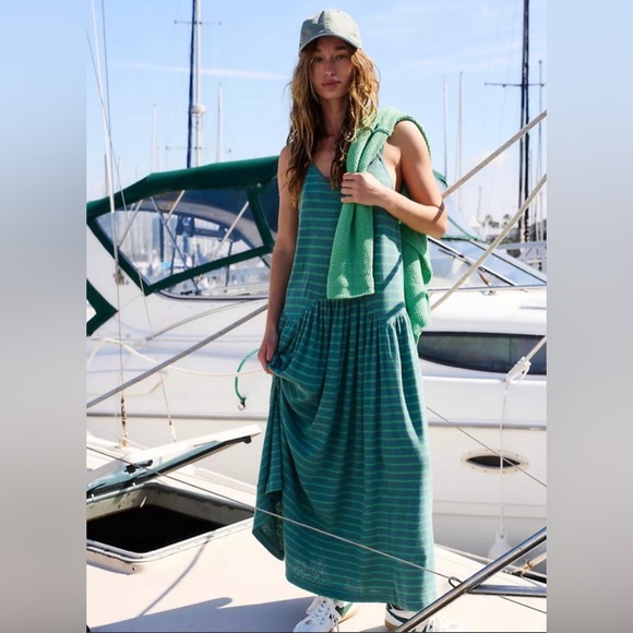 Free People Beach Lena Maxi Dress Size Medium Blue Combo - Picture 10 of 10
